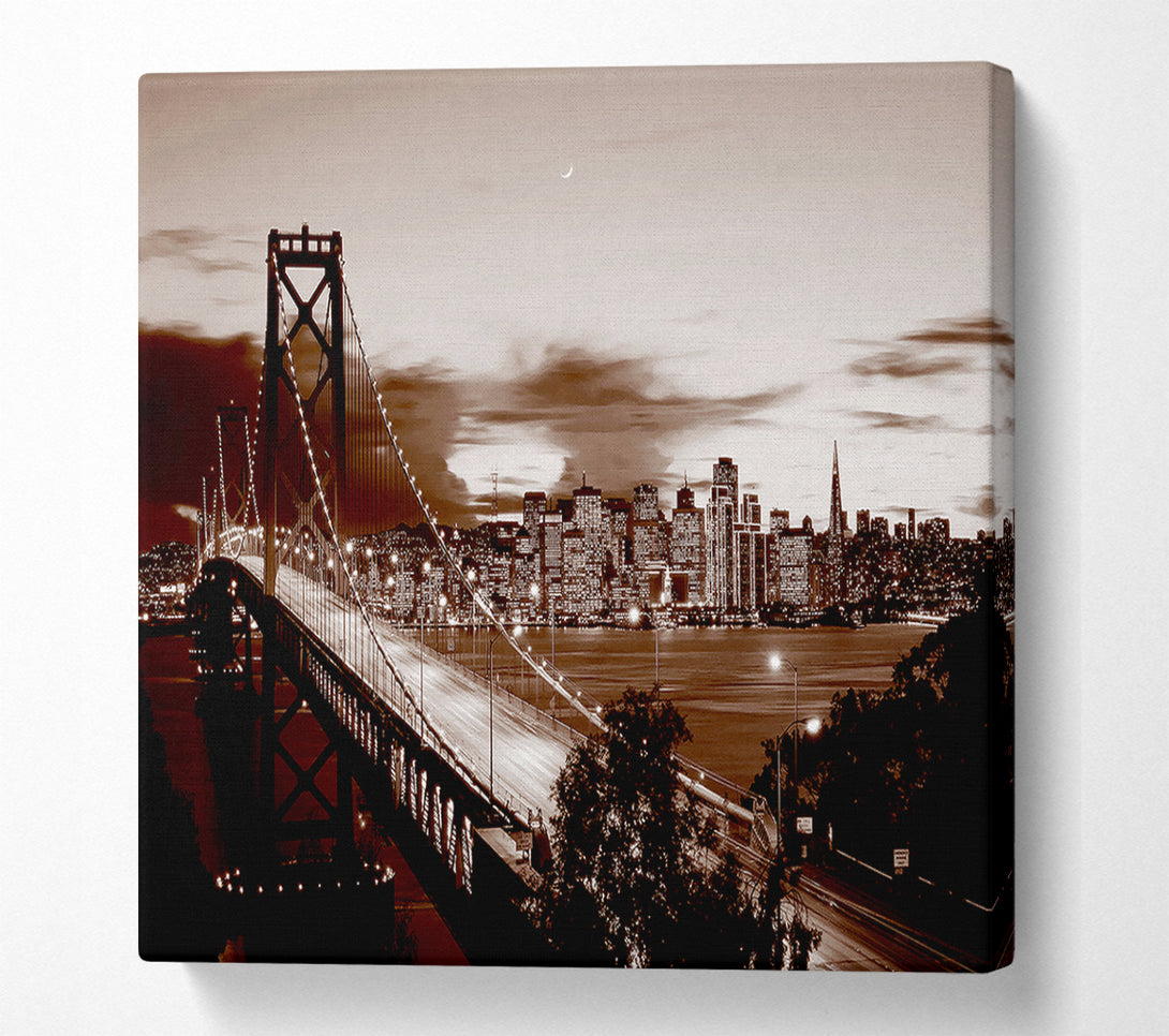  A Canvas Print of The Road To New York City Brown Canvas Wall Art