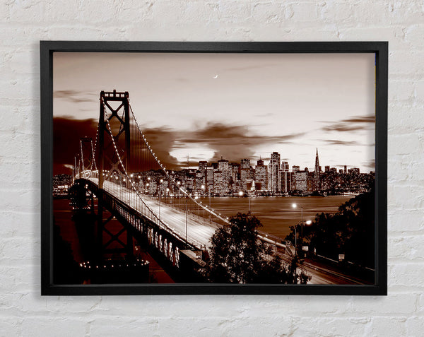 The Road To New York City Brown Framed Print