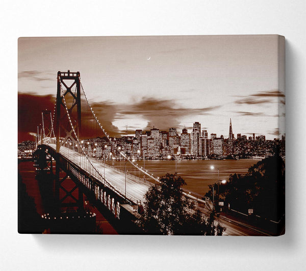  A Canvas Print of The Road To New York City Brown Canvas Wall Art