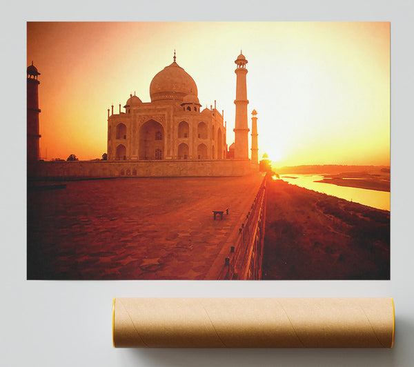 The Taj Mahal At Sunset India Poster