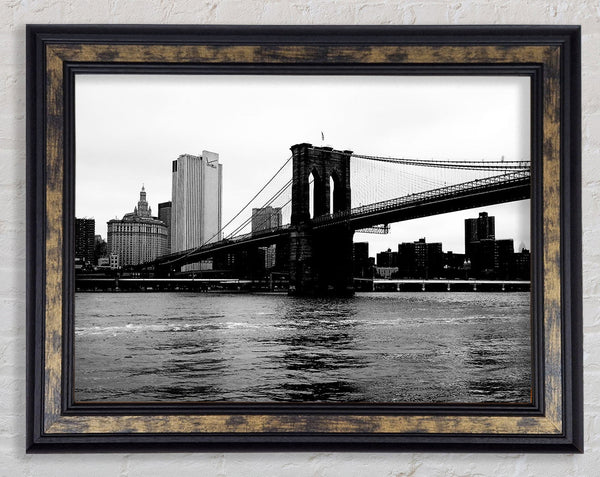 The View Of New York Under Brooklyn Bridge Framed Print