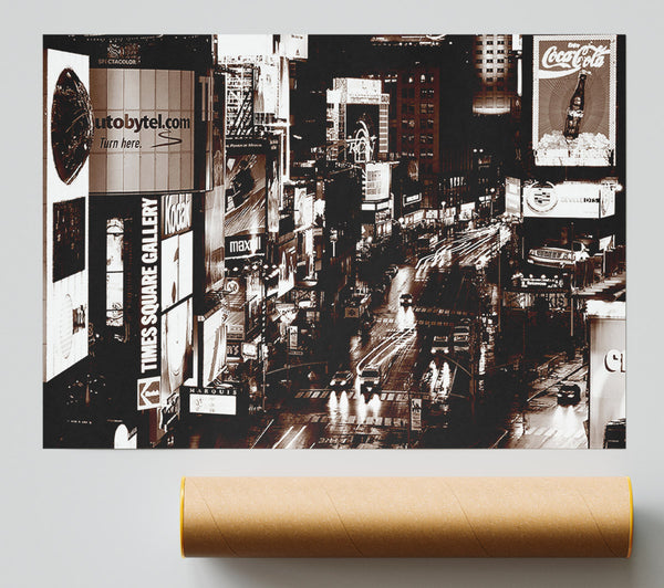 Times Square New York Brown Giclee Print