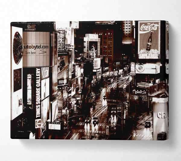  A Canvas Print of Times Square New York Brown Canvas Print