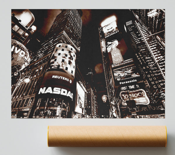 Times Square New York City Brown Poster