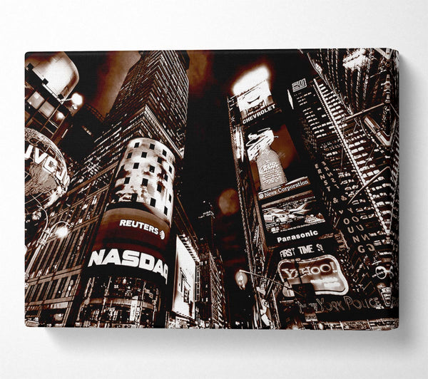  A Canvas Print of Times Square New York City Brown Canvas Print