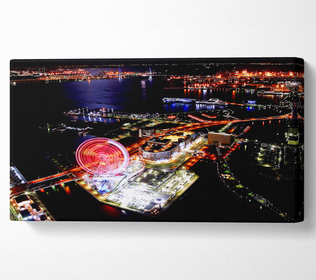 A Canvas Print of Tokyo City Funfair Night Lights Canvas Art