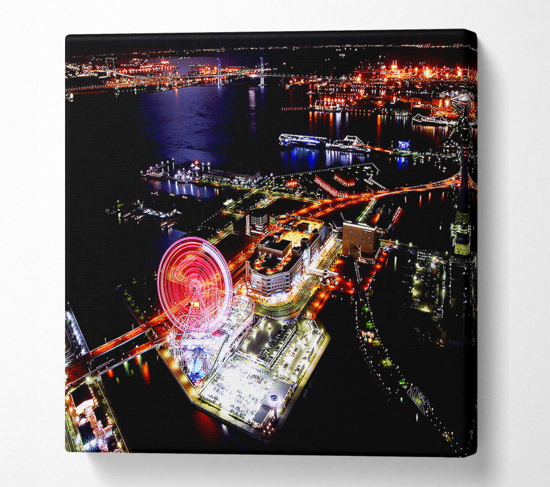  A Canvas Print of Tokyo City Funfair Night Lights Canvas Art