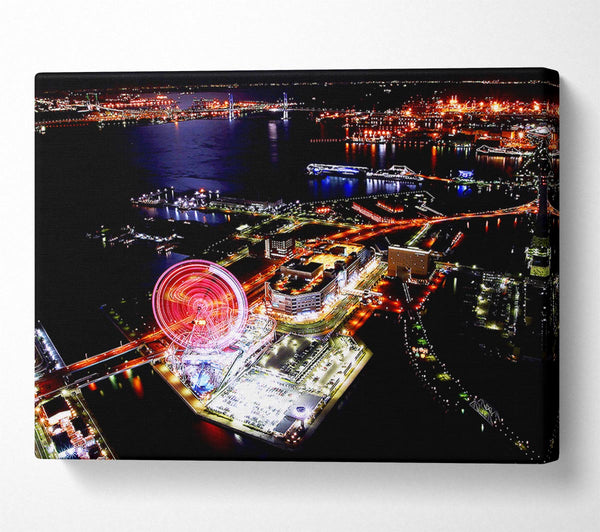  A Canvas Print of Tokyo City Funfair Night Lights Canvas Art