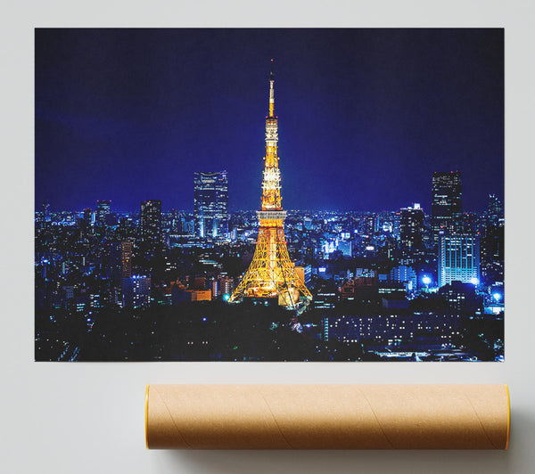 Tokyo Tower At Night Poster
