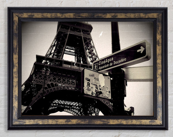 Tour Eiffel Tower Vintage B n W Framed Print