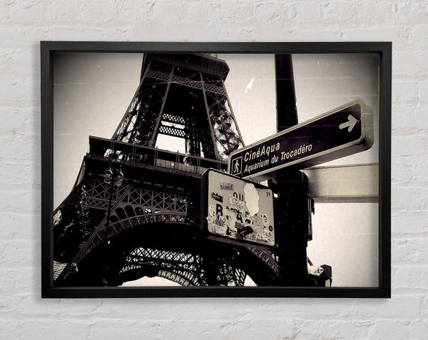 Tour Eiffel Tower Vintage B n W Framed Print
