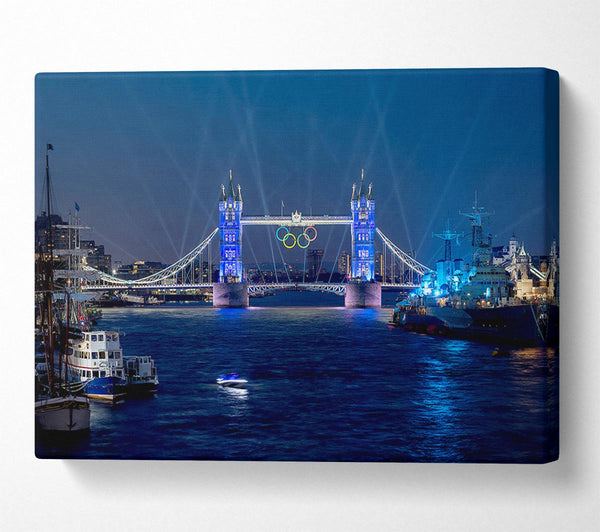  A Canvas Print of Tower Bridge Olympic Lighting London Canvas Wall Art
