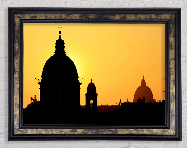 Turkish Rooftop Sunset Framed Print