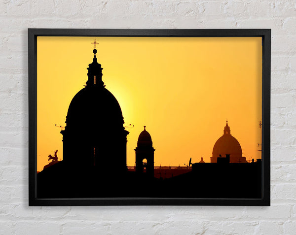 Turkish Rooftop Sunset Framed Print