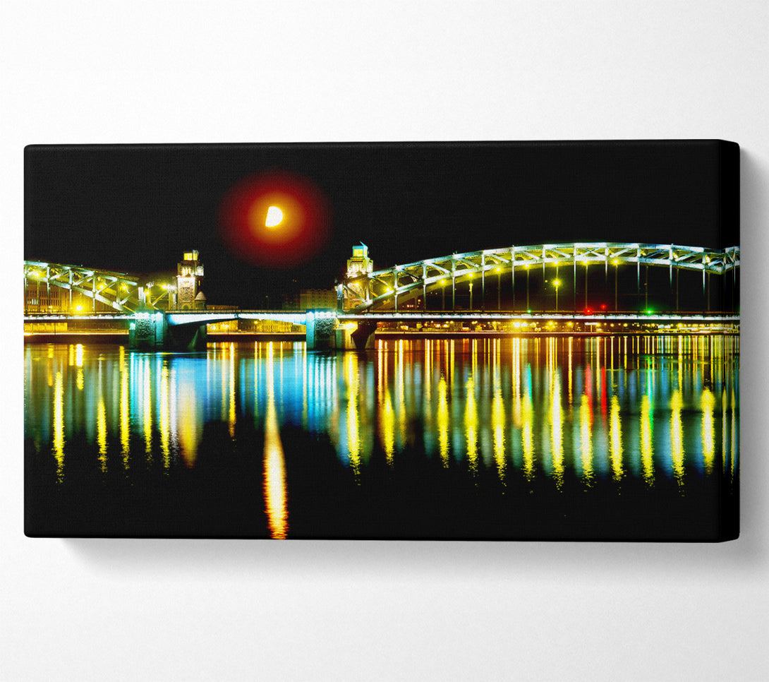  A Canvas Print of Twin Bridge Moonlight Canvas Print
