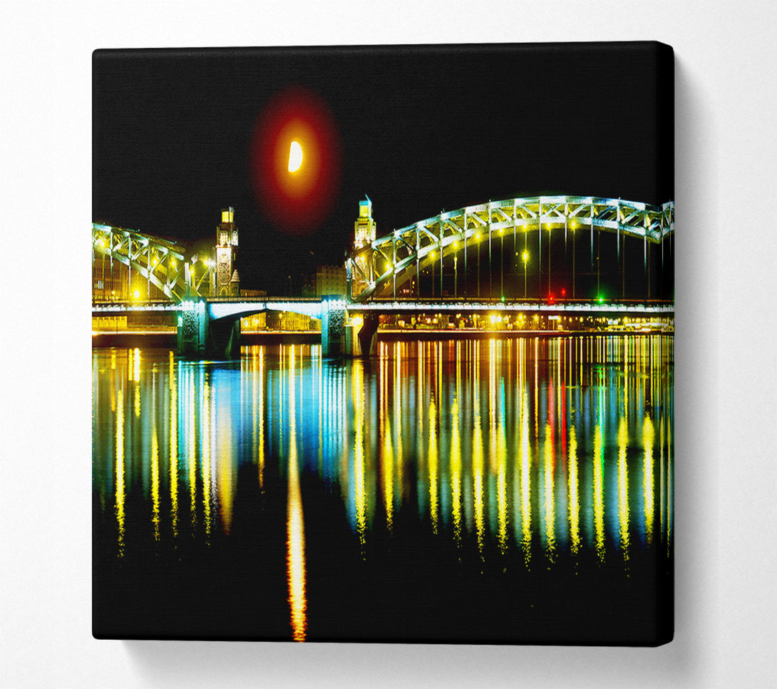  A Canvas Print of Twin Bridge Moonlight Canvas Print