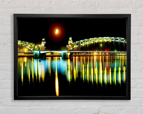 Twin Bridge Moonlight Framed Print