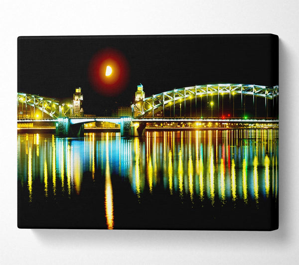  A Canvas Print of Twin Bridge Moonlight Canvas Print