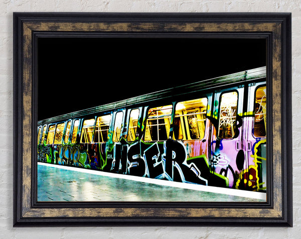 Underground Graffiti Tube Framed Print