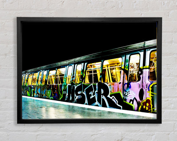 Underground Graffiti Tube Framed Print