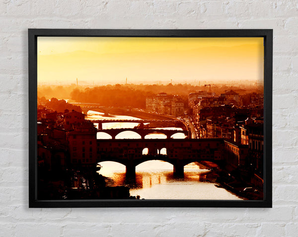 Venice City Of Bridges Morning Glow Framed Print