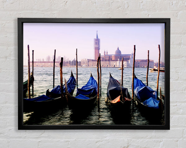 Venice Gondola Line-Up Framed Print