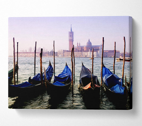  A Canvas Print of Venice Gondola Line-Up Canvas Wall Art