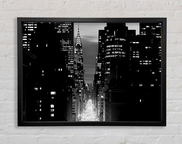View Down 5Th Avenue New York B n W Framed Print