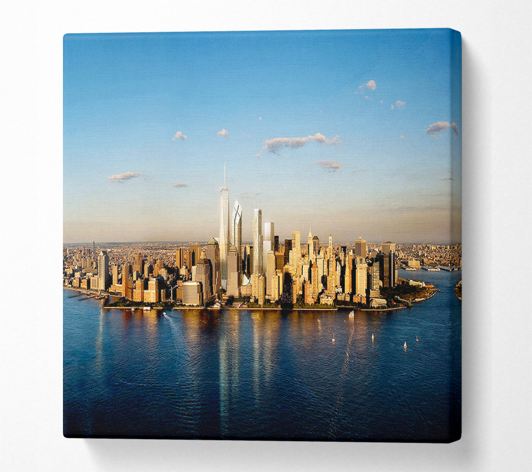  A Canvas Print of View Of New York In Golden Sunlight Canvas Art