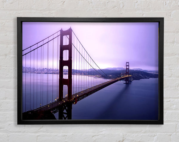 Violet Hour And Fog Surround The Golden Gate Framed Print
