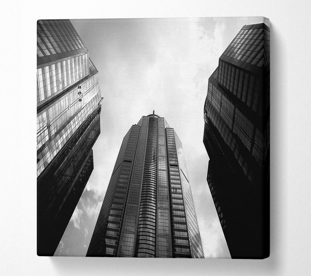  A Canvas Print of Window Cleaning Skyscrapers B n W Canvas Wall Art