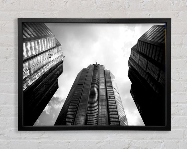 Window Cleaning Skyscrapers B n W Framed Print