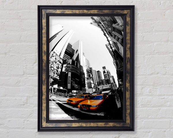 Yellow Cab Duo On 5Th Avenue Framed Print