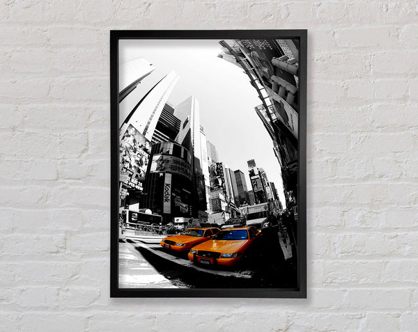 Yellow Cab Duo On 5Th Avenue Framed Print