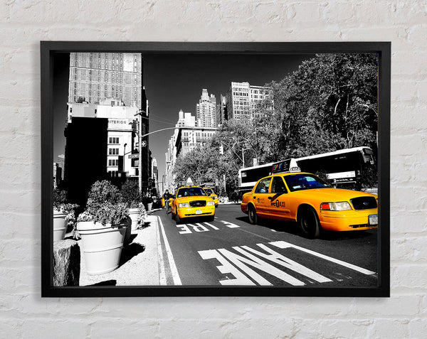 Yellow Taxi In New York City Framed Print