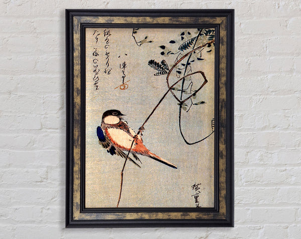 Hiroshige A Bird On A Wisteria Framed Print