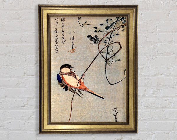 Hiroshige A Bird On A Wisteria Framed Print