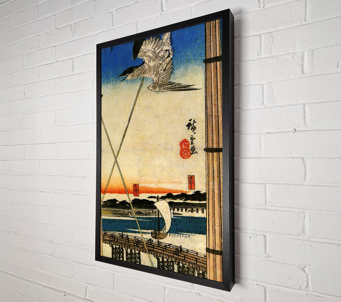  A Canvas Print of Hiroshige A Cuckoo Flying Past Masts Canvas Wall Art