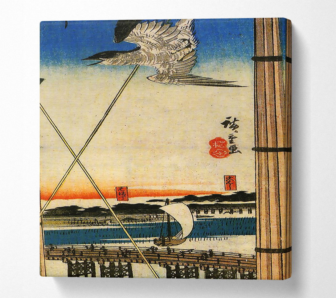  A Canvas Print of Hiroshige A Cuckoo Flying Past Masts Canvas Wall Art