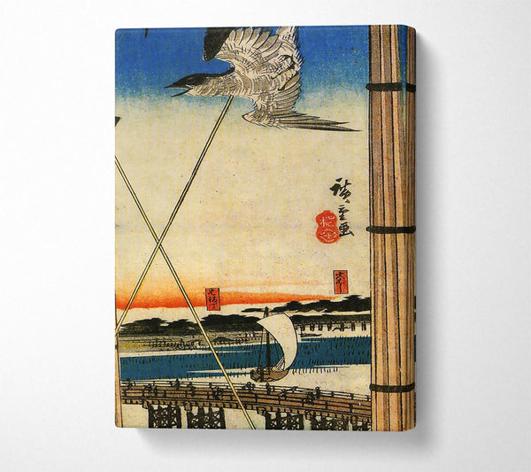  A Canvas Print of Hiroshige A Cuckoo Flying Past Masts Canvas Wall Art