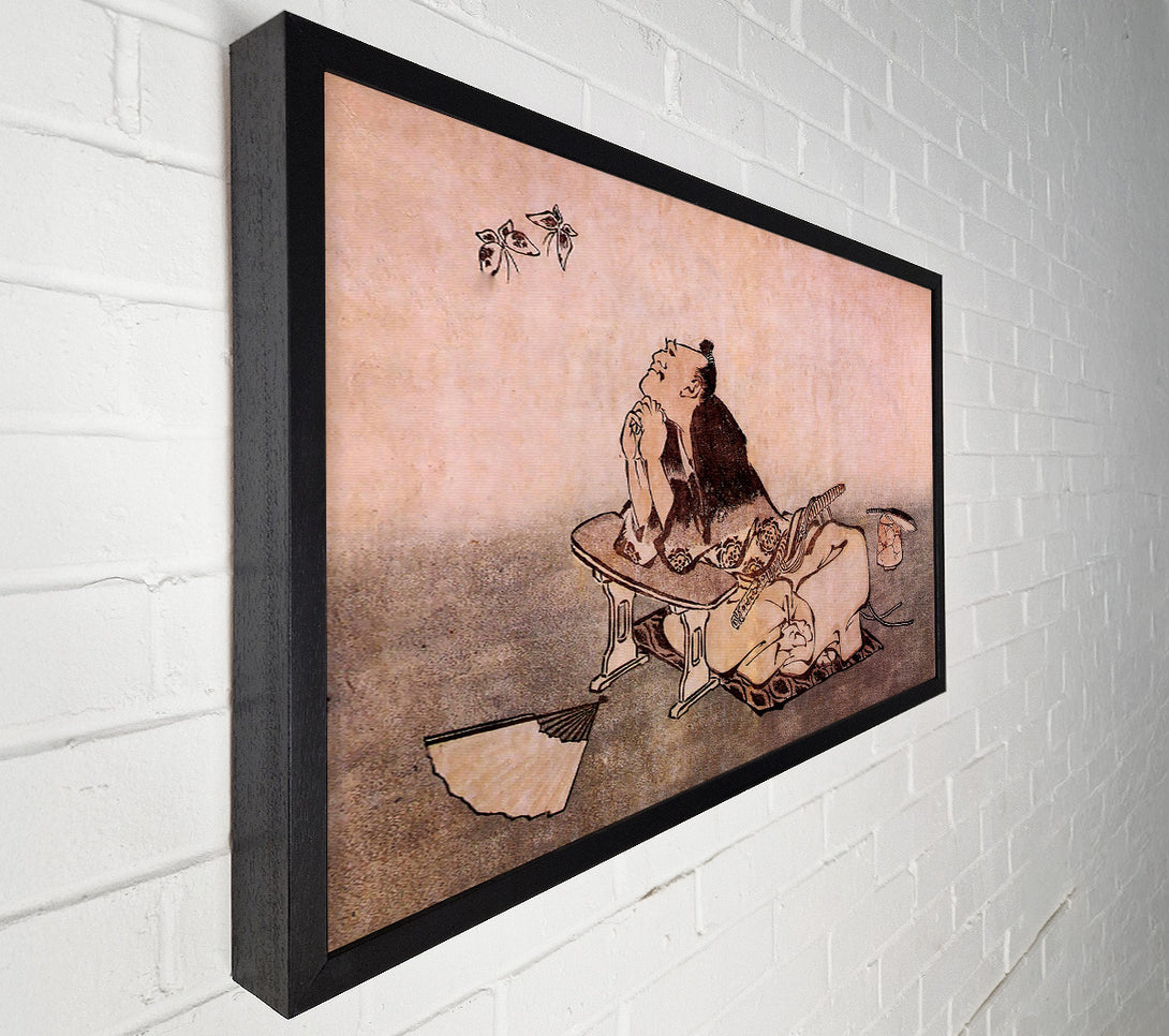  A Canvas Print of Hokusai A Philosopher Looking At Two Butterflies Canvas Art