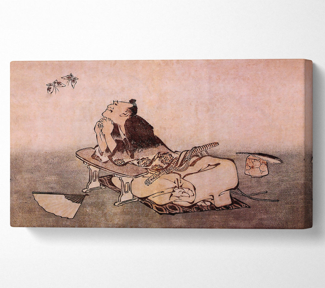  A Canvas Print of Hokusai A Philosopher Looking At Two Butterflies Canvas Art