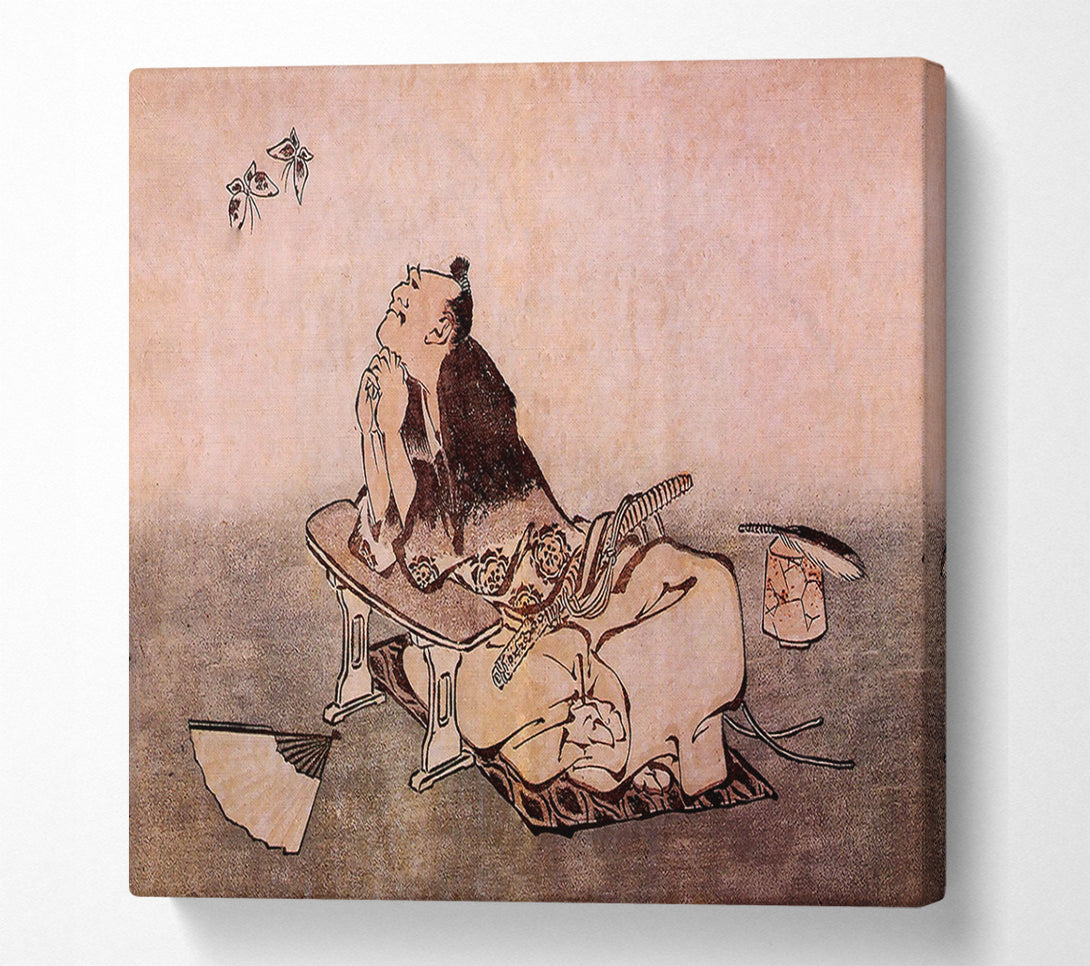  A Canvas Print of Hokusai A Philosopher Looking At Two Butterflies Canvas Art