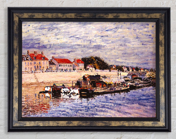Sisley Barges On The Loing Framed Print
