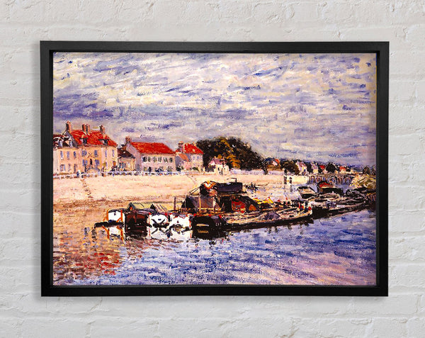 Sisley Barges On The Loing Framed Print