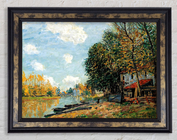 Sisley Moret On The Banks Of The River Loing Framed Print