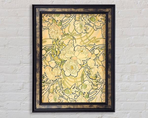 Alphonse Mucha Peonies Framed Print