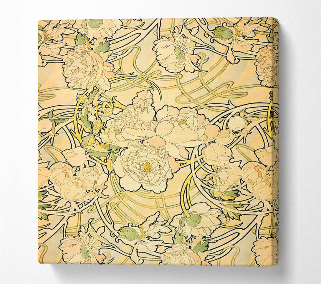  A Canvas Print of Alphonse Mucha Peonies Canvas Art