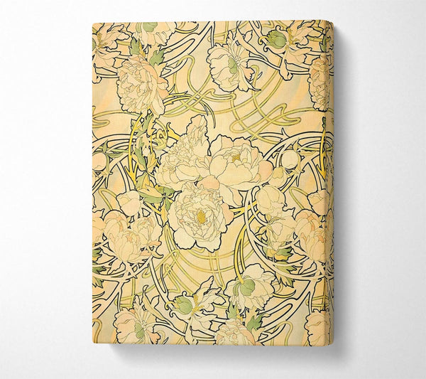  A Canvas Print of Alphonse Mucha Peonies Canvas Art