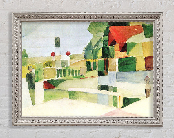 August Macke At The Ships Framed Print